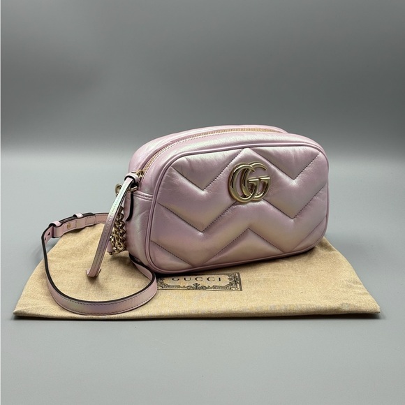 Gucci Handbags - Gucci Escape Pink Irredescent Camera Small Marmont Crossbody